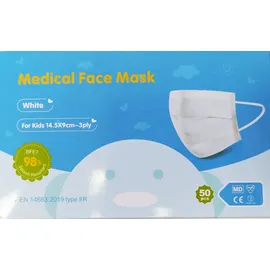 Παιδικές μάσκες Medical face mask white for kids 14.5 x 9 cm - 3ply 50τμχ