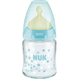 Nuk First Choice+ Γυάλινο Μπιμπερό Με Θηλή Καουτσούκ 0-6m+ Χρώμα:Σιέλ 120ml [10745076]