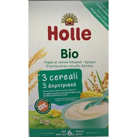 Holle Παιδική Κρέμα με 3 Δημητριακά Ρύζι, Καλαμπόκι & Κεχρί από τον 6ο μήνα 250gr