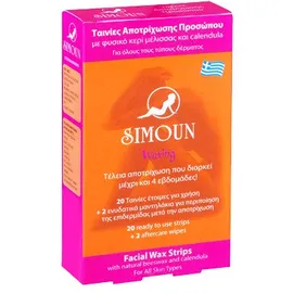 SIMOUN Ταινίες Αποτρίχωσης Προσώπου, 20τμχ + Ενυδατικά Μαντηλάκια, 2τμχ