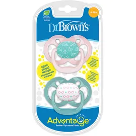Dr Browns Advantage Πιπίλες 6-18m Σιλικόνης Κορίτσι 2 τεμ
