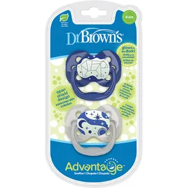 Dr. Browns Advantage Πιπίλες Νυχτός 0-6m Σιλικόνης Αγόρι 2 Τεμάχια [PA12004-INTL]