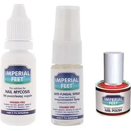 Imperial Feet SET Nail Mycosis Gel 20ml - Anti-fungal Spray 10ml - Fungal Nail Polish Red 12ml Θεραπεία Της Μυκητίασης Των Νυχιών