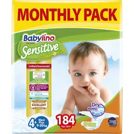 Πάνες Babylino Sensitive No4+ [9-20kg] Monthly Pack 184 Τεμάχια