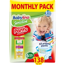 Πάνες Βρακάκι Babylino Sensitive Pants No6  Extra Large [15kg+] 138 Τεμάχια
