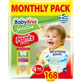 Πάνες Βρακάκι Babylino Sensitive Pants No4 [7-13kg] Monthly Pack 168 Τεμάχια