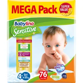 Πάνες Babylino Sensitive No4+ Maxi Plus [9-20kg] Mega Pack 76 Τεμάχια