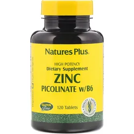 Natures Plus Zinc Picolinate w/B6 Συμπλήρωμα Διατροφής με Ψευδάργυρο & Βιταμίνη Β6 για Ενίσχυση Ανοσοποιητικού & Αναπαραγωγικού Συστήματος 120 Ταμπλέτες