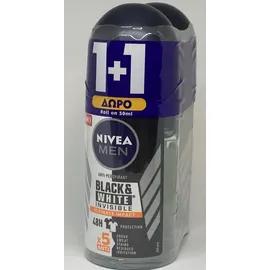 Nivea Men PROMO Deodorant Rollon Black & White Invisible Ultimate Impact 2x50ml 1+1 ΔΩΡΟ