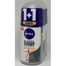 Nivea PROMO Deodorant Rollon Black & White Invisible Ultimate Impact 2x50ml 1+1 ΔΩΡΟ