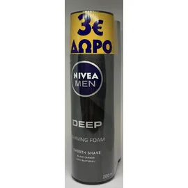 Nivea Men PROMO Deep Shaving Foam Black Carbon Smooth Shave Αφρός Ξυρίσματος 2x200ml -3€ Επί Της Τιμής