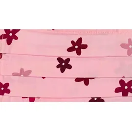 Παιδική Μάσκα Βαμβακερή Με Έλασμα Στην Μύτη Ροζ Μπορντώ Λουλούδια 1 Τεμάχιο