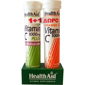 Health Aid Vitamin C 1000mg Plus Echinacea + Vitamin C Με γεύση Πορτοκάλι 1000mg 2 Χ 20 Αναβράζοντα Δισκία