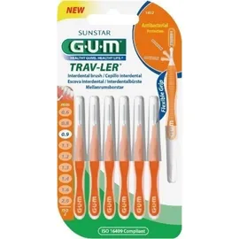 Gum Travler Interdental Brush Μεσοδόντιο Βουρτσάκι 0,9mm Πορτοκαλί, 6 τμχ (1412)