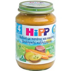 Hipp Βοδινό Βρεφικό Υποαλλεργικό Γεύμα με Πατάτες & Καρότα  4ο ΜΗΝΑ - βαζάκι 190gr