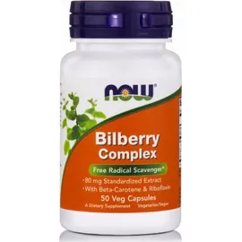 Now Bilberry Complex 80 mg, w/ Beta Carotene 50 caps