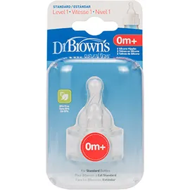 Dr. Brown's Natural Flow Θηλή Σιλικόνης Για Μπιμπερό Με Στενό Λαιμό Επίπεδο 1 0-3m 2τμχ cod.302-RGX