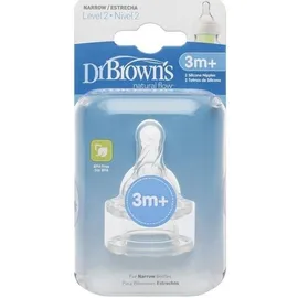 Dr. Brown's Natural Flow Θηλή σιλικόνης επίπεδο 2 3m+ για μπιμπερό με στενό λαιμό 2 τμχ (322)
