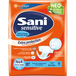 Ανοιχτή πάνα ακράτειας Sani Sensitive extra large No4 (10 τεμ)
