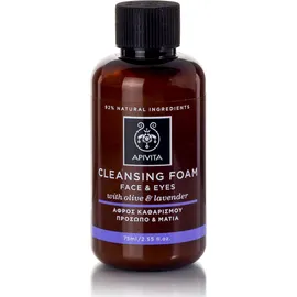 Apivita Cleansing Foam Face & Eyes Κρεμώδης Αφρός Καθαρισμού για Πρόσωπο & Μάτια με Ελιά & Λεβάντα, για Όλους τους Τύπους Δέρματος,75ml