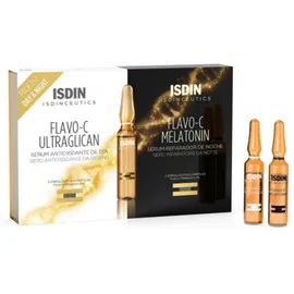 ISDIN Flavo-C Ultraglican 2 Daily Antioxidant Serum ampoules x 2ml + 2 Melatonin Recovery Serum x 2ml