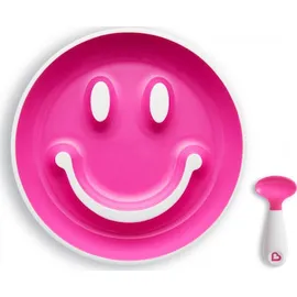 Munchkin Smile n' Scoop Σετ Πιάτο-Κουταλάκι Ροζ