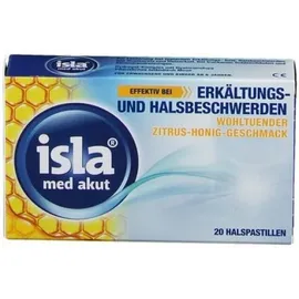 Isla Med Acute Throat Pastilles For Colds And Sore Throats (Citrus & Honey) 20τμχ