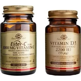 Solgar Ester-C Vitamim C 1000mg 30caps & Solgar Vitamin D3 2200iu 55μg 50caps