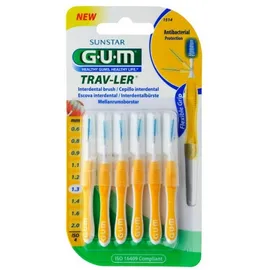 Gum Trav-ler Interdental Brush 1514 Μεσοδόντιο Βουρτσάκι 1.3mm Κίτρινο, 6τμχ
