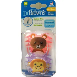 DR. BROWN`S Πιπιλα Ορθοδοντικη σιλικονης 6-12μ Ροζ Χρωμα 2τμχ