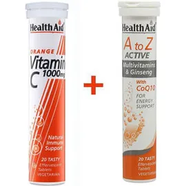 Health Aid A to Z Active 20 αναβράζουσες ταμπλέτες + Vitamin C 1000mg Πορτοκάλι 20 αναβράζουσες ταμπλέτες