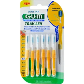 GUM Trav-Ler 1,3 mm 1514 Μεσοδόντια Βουρτσάκια Κίτρινο (συσκευασία 6 τεμαχίων)