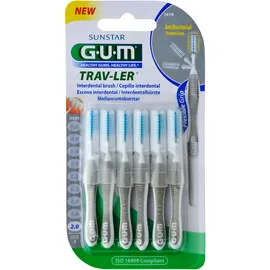 GUM Trav-Ler 2,0 mm 1618 Μεσοδόντια Βουρτσάκια Γκρι (συσκευασία 6 τεμαχίων)