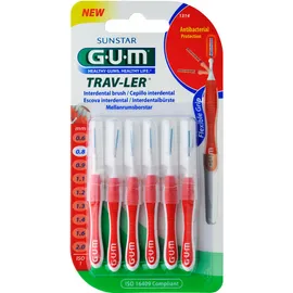 GUM Trav-Ler 0,8 mm 1314 Μεσοδόντια Βουρτσάκια Κόκκινο (συσκευασία 6 τεμαχίων)