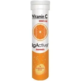 IGACTIVE Vitamin C 1000mg, 20 αναβράζοντα δισκία με γεύση πορτοκάλι.