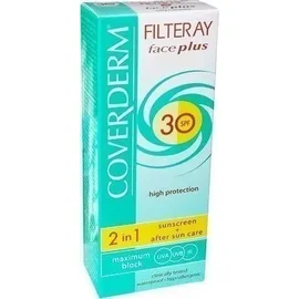 COVERDERM Filteray Face Plus 2 in 1 Sunscreen & After Sun Care 30SPF Oily/Acneic, Αντηλιακή κρέμα προσώπου. Με δείκτη προστασίας 30, για λιπαρά/ευαίσθητα δέρματα, χωρίς χρώμα, 50ml