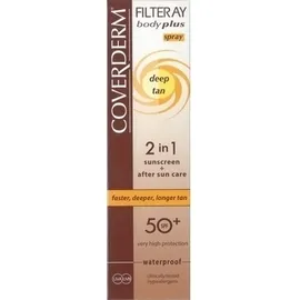 COVERDERM Filteray Body Plus Deep Tan Spray SPF 50+, Αντιηλιακό Spray για προστασία & φροντίδα μετά τον ήλιο, ενώ συγχρόνως επιταχύνει το μαύρισμα, 100ml