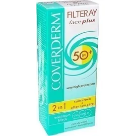 COVERDERM Filteray Face Plus 2 in 1 Sunscreen & After Sun Care 50SPF Dry/Sensitive, Αντηλιακή Κρέμα Προσώπου για Ξηρές/Ευαίσθητες Επιδερμίδες, 50 ml.