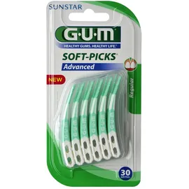 GUM Soft Picks Advanced Regular 650 Μεσοδόντια Βουρτσάκια Πράσινο καμπυλωτό με χερούλι με Fluoride για Καθαρισμό και Μασάζ Μειώνει την Ουλίτιδα Μιας Χρήσης (σ