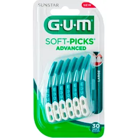 GUM Soft Picks Advanced Large 651 Μεσοδόντια Βουρτσάκια Βεραμάν καμπυλωτό με χερούλι με Fluoride για Καθαρισμό και Μασάζ Μειώνει την Ουλίτιδα Μιας Χρήσης (συ
