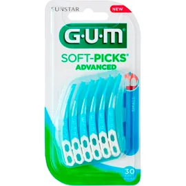 GUM Soft Picks Advanced Small 649 Μεσοδόντια Βουρτσάκια Γαλάζιο καμπυλωτό με χερούλι με Fluoride για Καθαρισμό και Μασάζ Μειώνει την Ουλίτιδα Μιας Χρήσης (συ