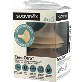 SUAVINEX tetina Θηλή Σιλικόνης και για Νεογέννητα Για Μπουκάλι ZERO.ZERO Μεσαίας Ροής (M), Αντί-Κολικό 2τμχ