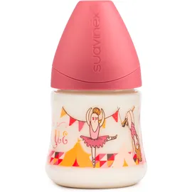 SUAVINEX Μπιμπερό 150ml πλαστικό PP Θηλή Ανατομική Σιλικόνης Μεσαίας Ροής S1, 0+ μηνών, Σχέδιο PINK CIRCUS code 10303950