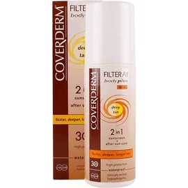 COVERDERM Filteray Body Plus Deep Tan, Αδιάβροχο Αντηλιακό Γαλάκτωμα Σώματος SPF30 που Επιταχύνει το Μαύρισμα, 100ml