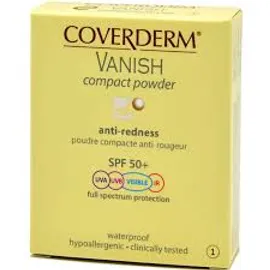 COVERDERM Vanish Compact Powder No1 SPF50+ HEVisible, Πούδρα κατά της Ερυθρότητας και των Ευρυαγγειών, 10gr