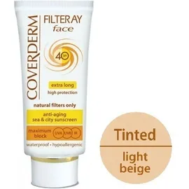 COVRDERM Filteray Face SPF 40 Tinted (Light Beige), Αντιηλιακό Προσώπου με φυσικά φωτοσταθερά φίλτρα, για 3 τύπους ηλιακής ακτινοβολίας, UVA, UVB και IR, σε χρώμα ανοιχ