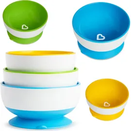 MUNCHKIN 3 Stay- Put Suction Bowls Πολύχρωμα Μπολ Φαγητού με Βεντούζα για παιδιά 6+ μηνών Συσκευασία 3 τμχ.1 code 1107502
