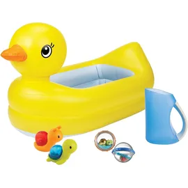 MUNCHKIN Splish & Splash Bath Set Σετ Δώρου για το μπάνιο του μωρού (πάπια φουσκωτή μπανιέρα, Κύπελο ξεβγάλματος μαλλιών, Δύο μπαλίτσαε και δύο κουδουνίστ