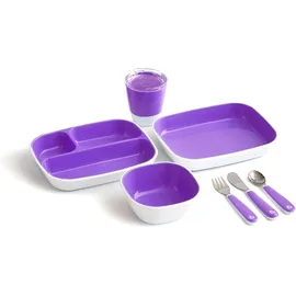 MUNCHKIN Splash Dining Set - Purple Πλήρες Παιδικό Σετ Φαγητού Περιλαμβάνει Μπολ, Πιάτο, Πιάτο Χωρισμένο στα 3, Ποτήρι, Κουτάλι, Πιρούνι, Μαχαίρι Χρώμα Μωβ Σ