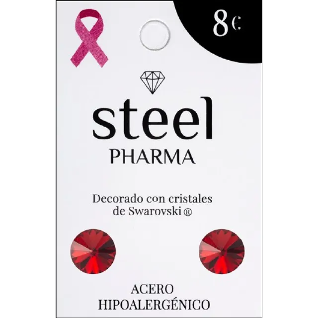 Steel Pharma Υποαλλεργικά σκουλαρίκια διαμετρου 0,8 εκ Scarlet Κόκκινο  διακοσμημένα με κρύσταλλα Swarovski Rf. 8005 | Fedra